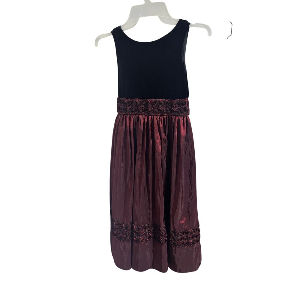 Sweet Heart rose 10 deep red burgundy black empire waist long dress euc